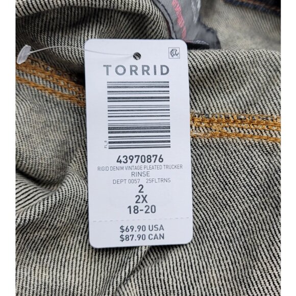 NWT Torrid 2 Rigid Vintage Denim Pleated Trucker Jacket 2X 18 20 - Picture 12 of 13